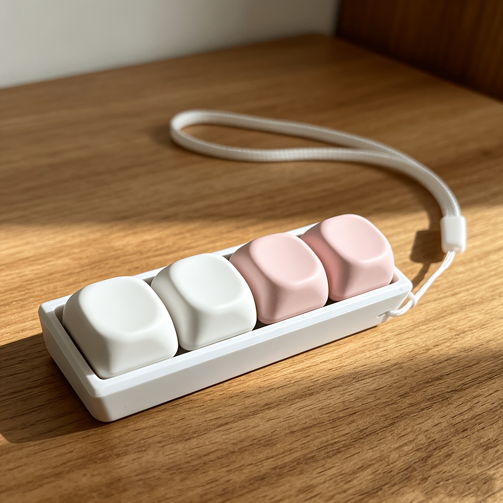TEMU Pink And White Keycap Decoration Keychain, Press-type Keycap Keychain With Clicking Sound, Helps Relax , Suitable For People Who Work Long Hours