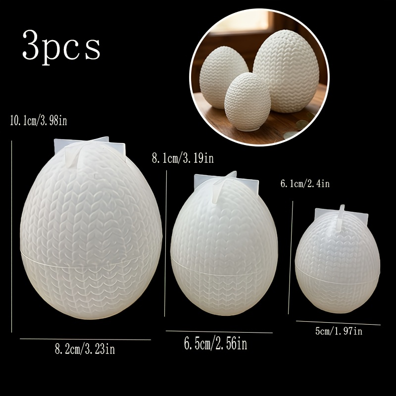 Dnejiu 3pcs Large Medium Shaped Silicone Mold - Knitted/egg Molds With Oval & Crossover Design For Diy Resin, Plaster, Candle Making - Reusable Easter Crafts, Wax & Clay Molds For All Skill