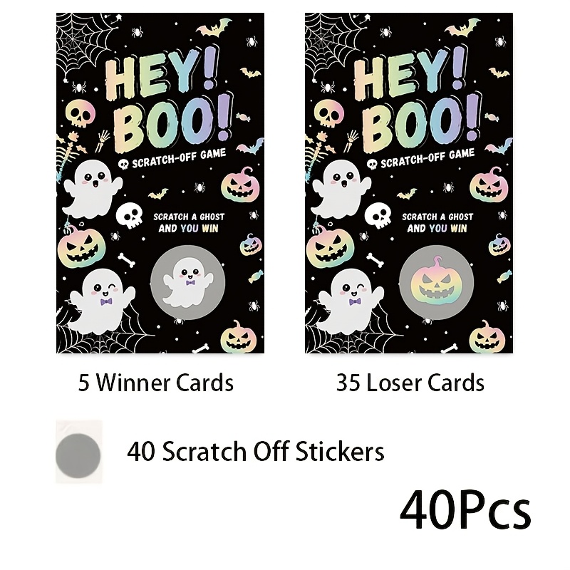 TEMU 40pcs Boo Theme For Halloween Scratch Off Game Cards - Spooky Game For Halloween Themed Party, School For Halloween Activity, Family Trick Or