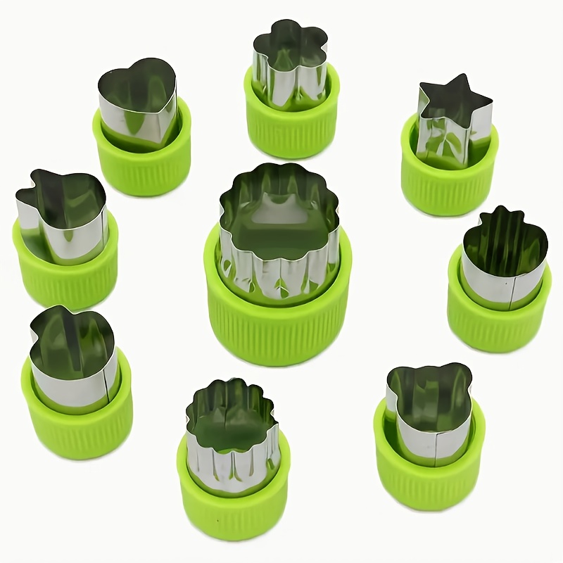 Image of 9pcs Stainless Steel Cartoon Bun Fruit Mold, Fruit And Vegetable Biscuit Embossing Tool, Supplementary Food Diy Cutter, Kitchen Supplies