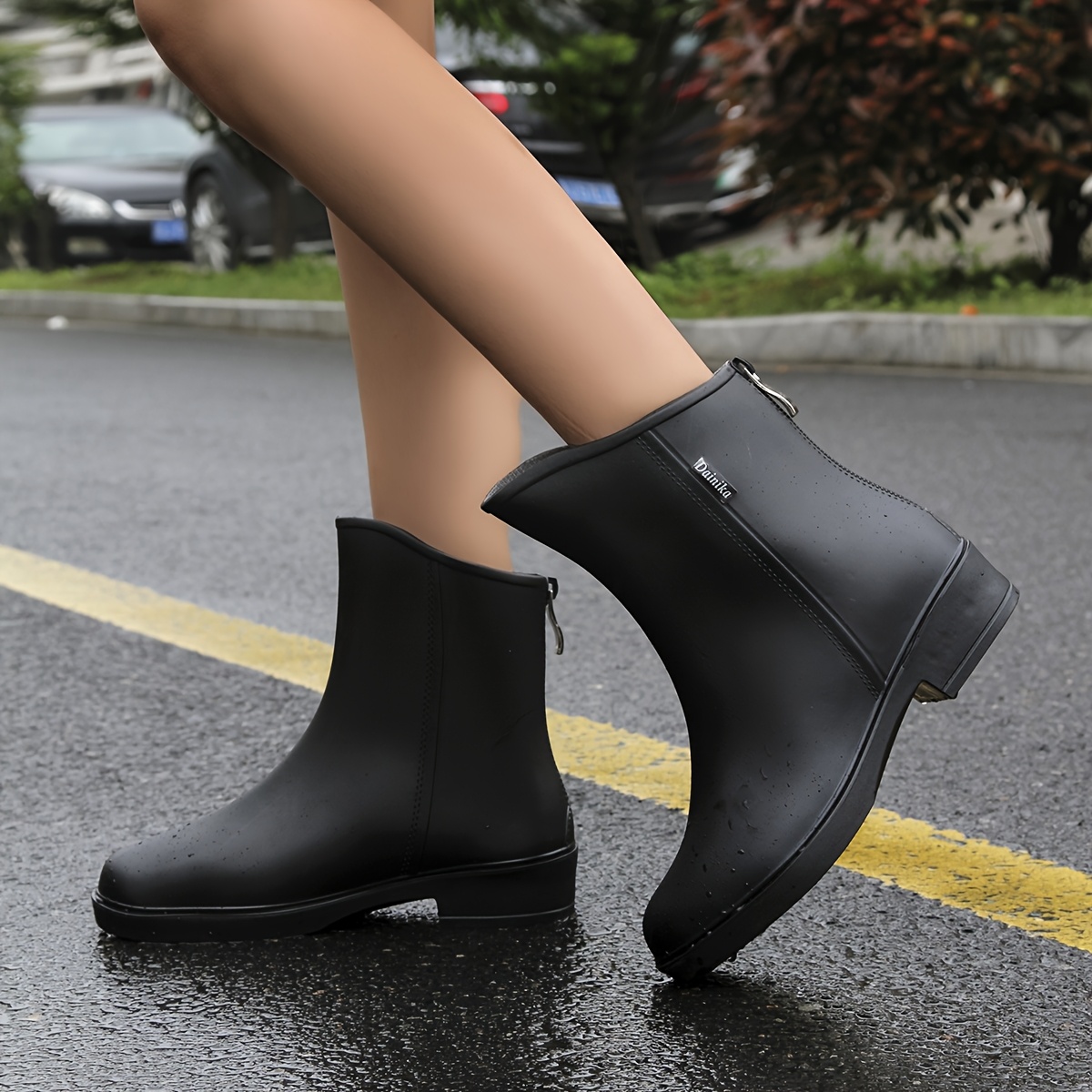 TEMU Women's Short Rain Boots In , Adult Short Shoes, Non-slip And Durable Rubber Boots For Work, Ideal For Outdoor Car Washing, Camping, And Fishing