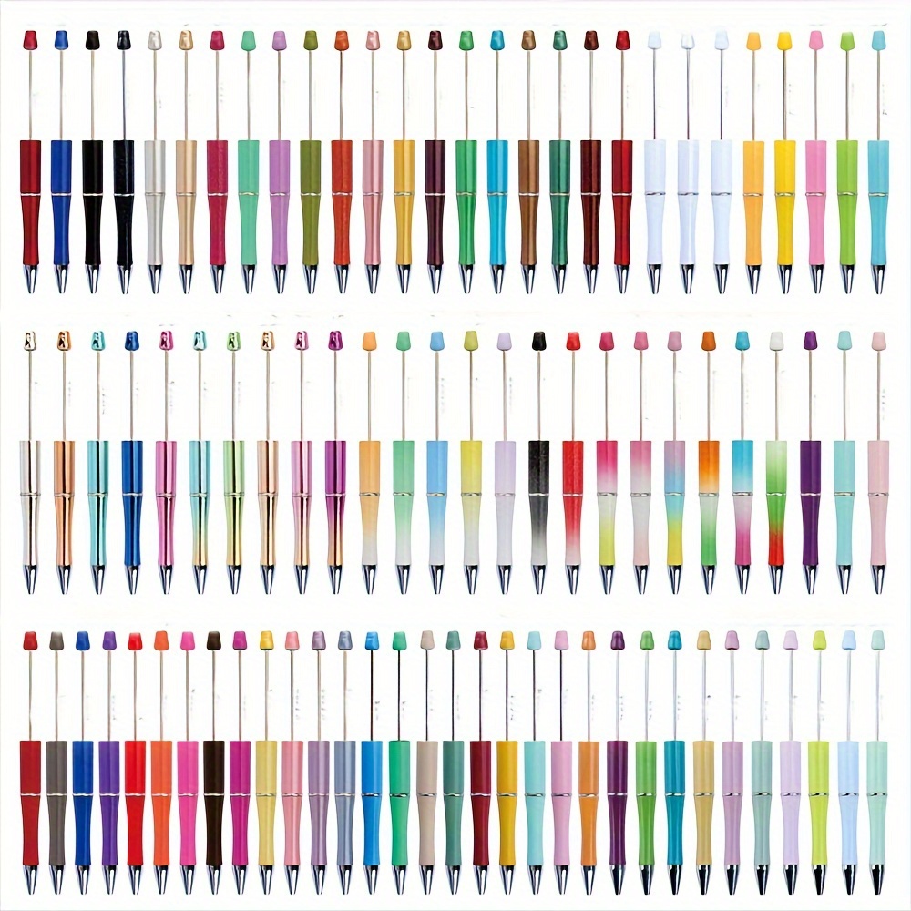 

10pcs Beaded Ballpoint Pens, Plastic Material, Creative Random Color Pens For Classroom And Office Supplies, Suitable For Ages 14+