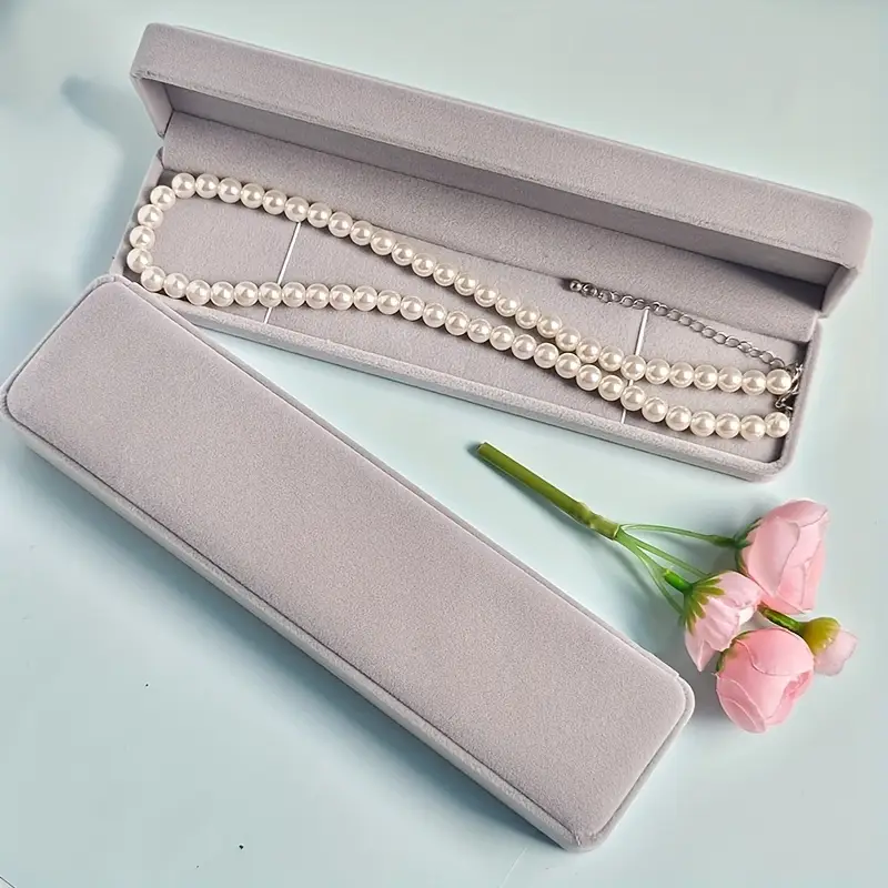 12 velvet rectangular necklace box durable jewelry storage case gift packaging box for necklaces bracelets watch straps pendants hairpins valentines day or wedding gift box dustproof jewelry organizer Product details 0
