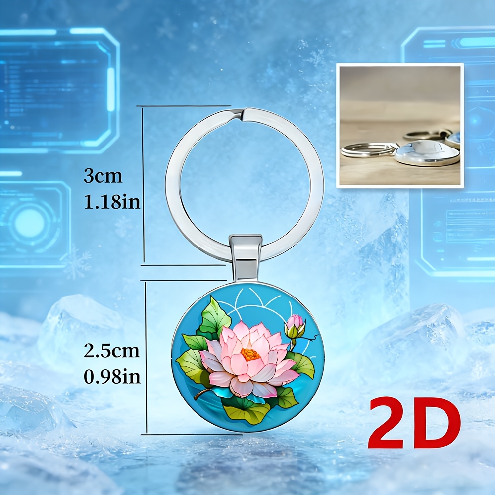 Stylish Pink Lotus Keychain, Simple Daily Gift