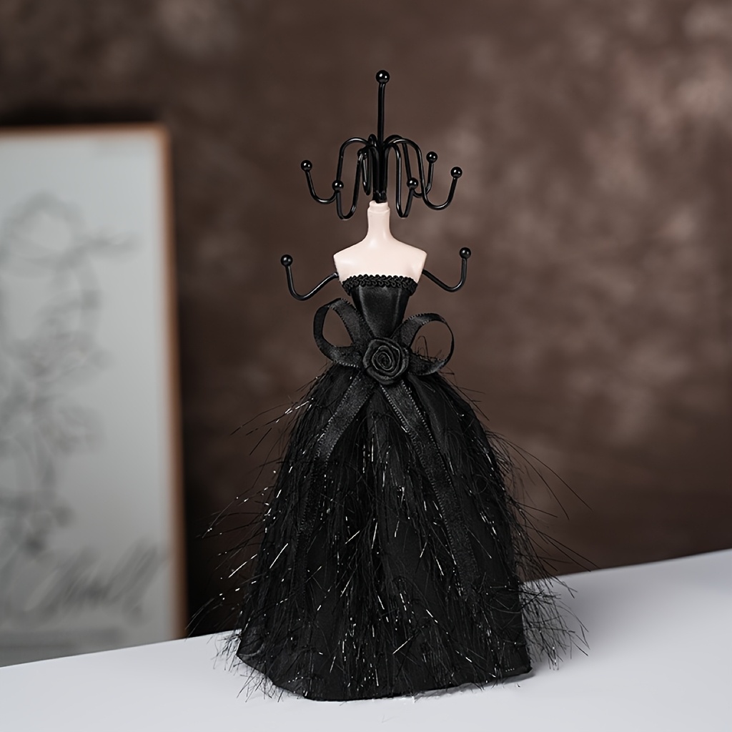 TEMU Black Abs Jewelry Display Stand, Elegant Ornament Earrings Ring Bracelet Necklace Holder, For Accessories