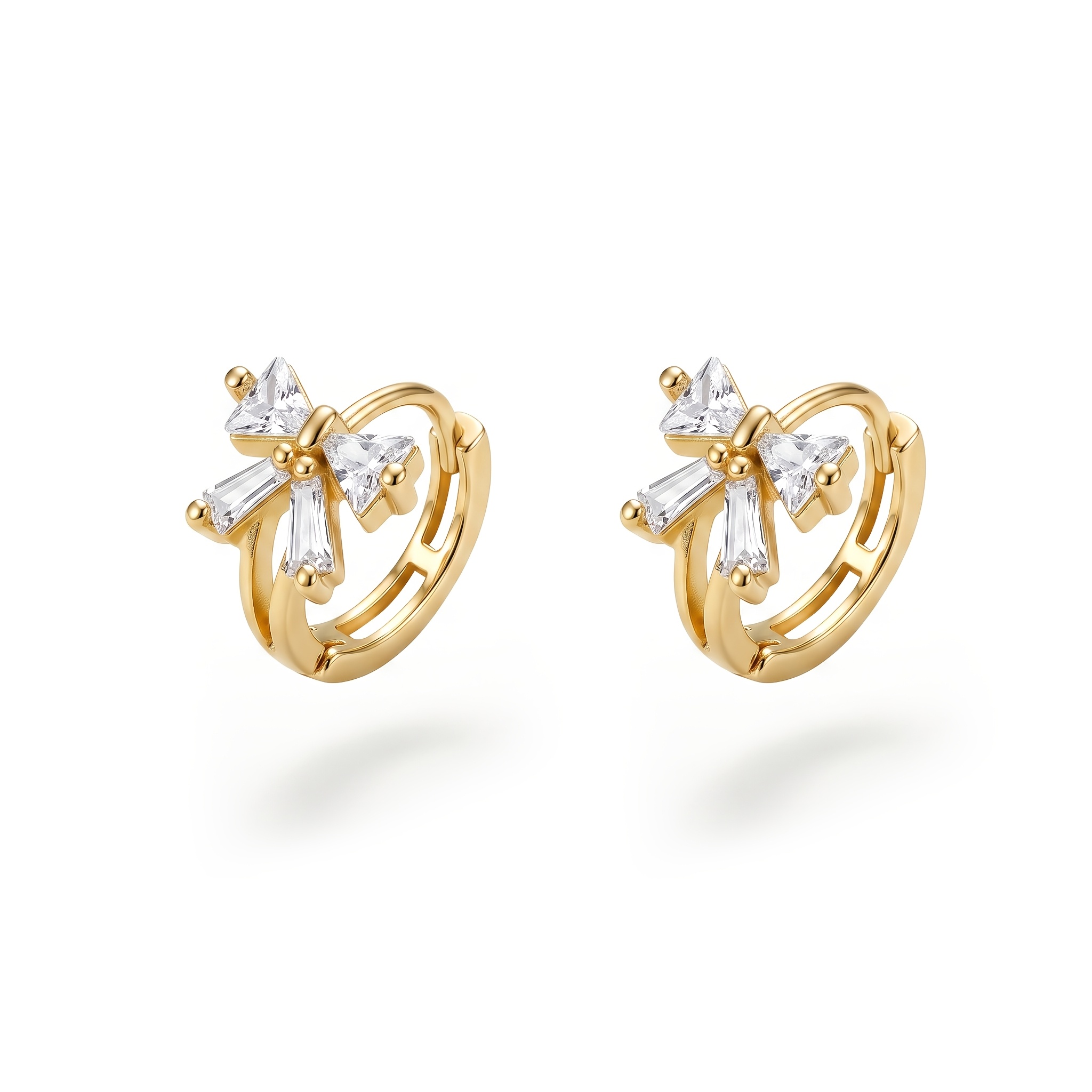 TEMU 1 Paire de Boucles d'Oreilles Miniatures Exquises, Petites, Mignonnes, avec Nœud Doré, Style Luxe Léger, Nœud Incrusté de , Boucles d'Oreilles à
