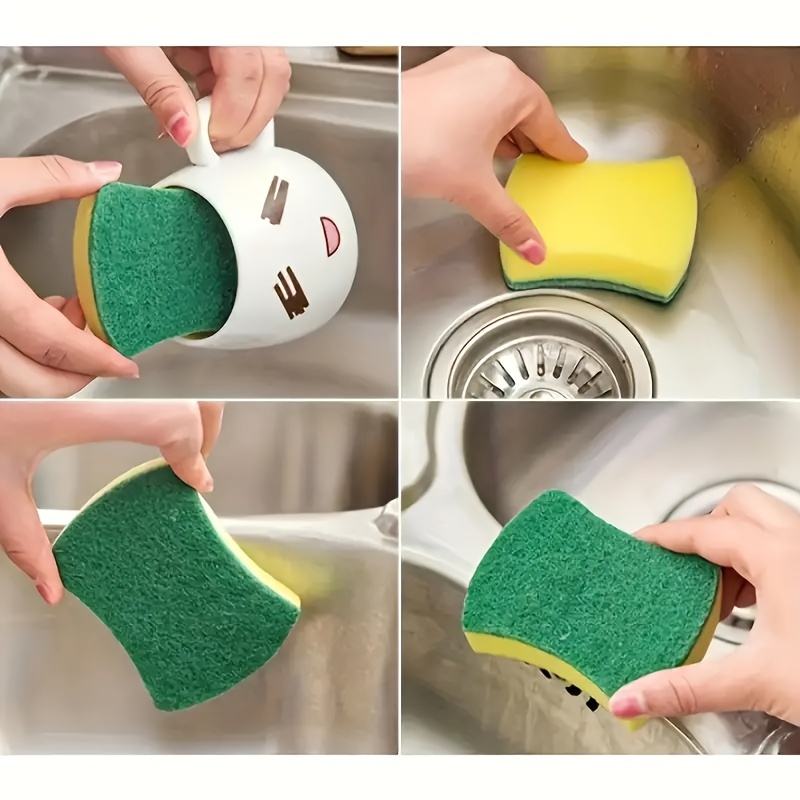 10 12 24 pack   magic dish cloths high density polyurethane double sided non woven oil absorbing gentle scrubbing for kitchen and home cleaning supplies multipurpose scrubbers ideal for kitchen and home use details 1