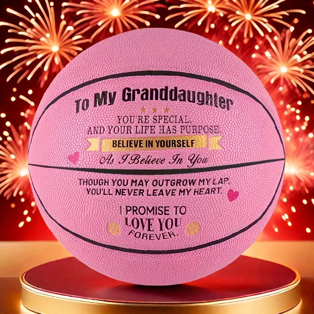 

Size 7 Faux Leather Basketball For Granddaughter - Engraved With Grandparents, Includes Pump - Perfect Gift For Birthdays, Christmas & Graduation