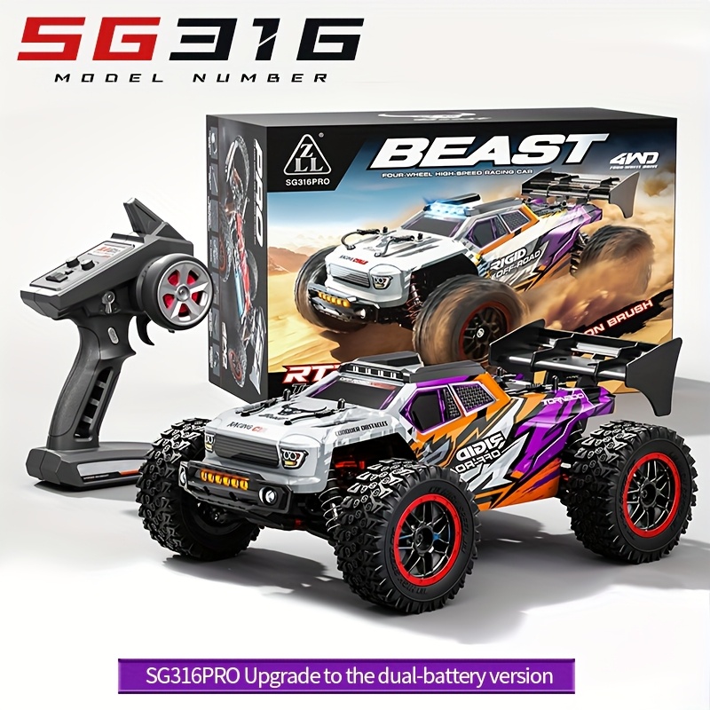 E-shop 1/16 Hochgeschwindigkeits-Geländewagen mit Fernsteuerung – Schnelles Bürstenmotor-Auto mit 2,4-GHz-Fernbedienung, wiederaufladbarem Akku,