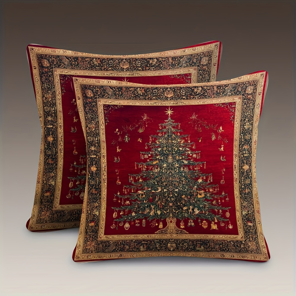 TEMU 2pcs, Double Sided Soft, Throw Pillow Cover 18x18inch, A Persian Depicting An Christmas, Suitable For Sofas, Living Rooms, Bedrooms, No Pillow
