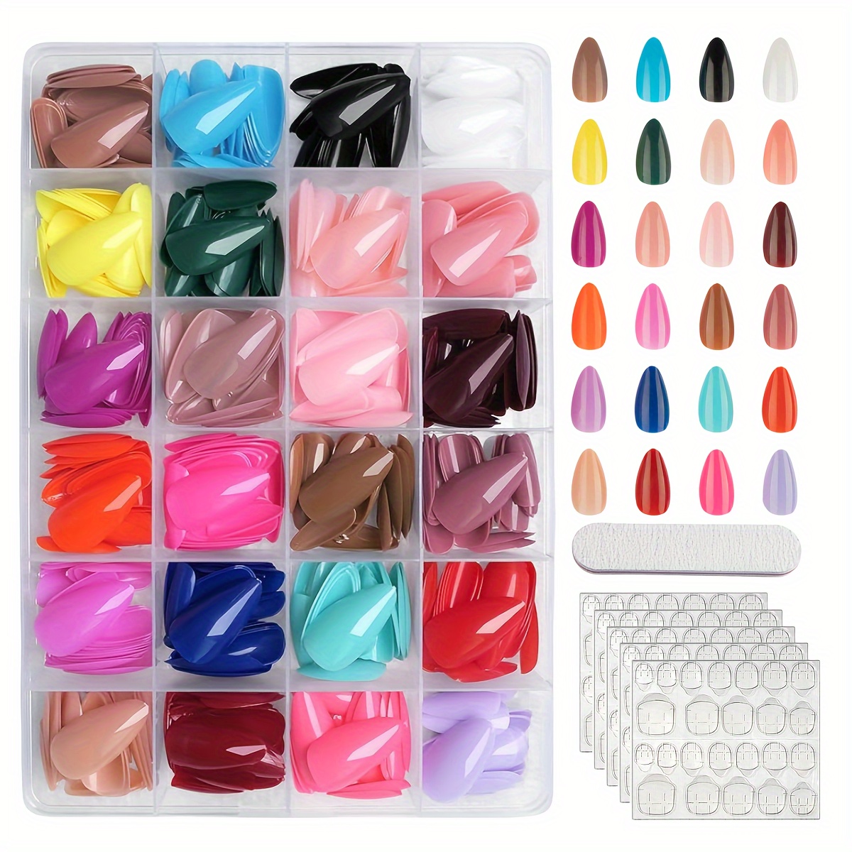 

576pcs -shaped -on Set - 24 , , Length Fake For & Diy Manicure Kit