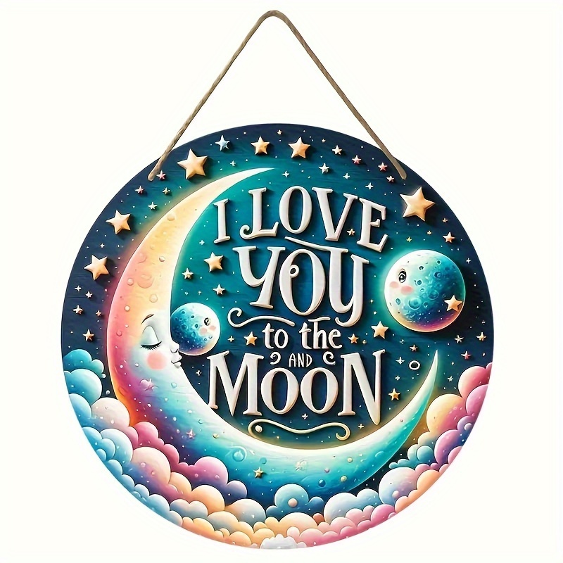 

Manufactured Wood Wall Hanging Decor - "i Love You To The Moon" Round Sign - Transverse Orientation - Home Decoration For Nature Lovers, No Electricity Required - 1pc Wall Pediment, 7.87 Inches