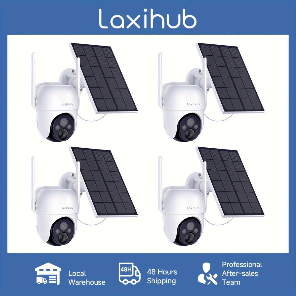TEMU Caméra de sécurité fil extérieure à solaire LAXIHUB fonctionnant sous 0 °, caméra de sécurité pour maison et jardin, caméra CCTV, caméra de