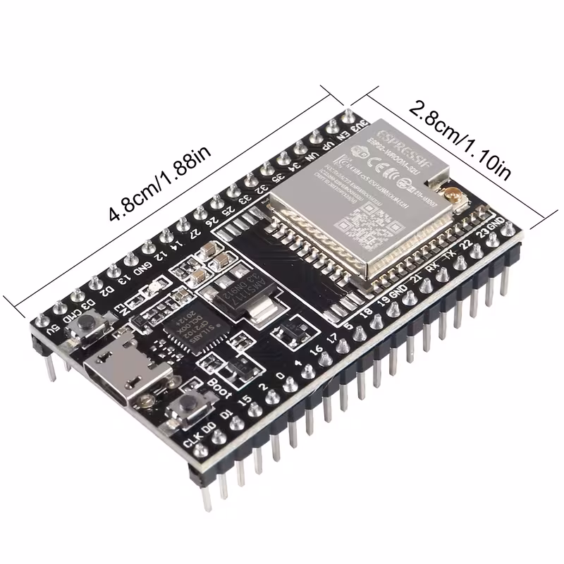 מיקרו usb esp32 esp32 לוח פיתוח בעוצמת חשמל נמוכה במיוחד -32u מודול לוגיקה משולב 38 cp2012 מיקרו usb wf+bt מעבד דו-ליבתי מודול spi i2c i2s הרחבה ליישומים שונים פרטי מוצר 5