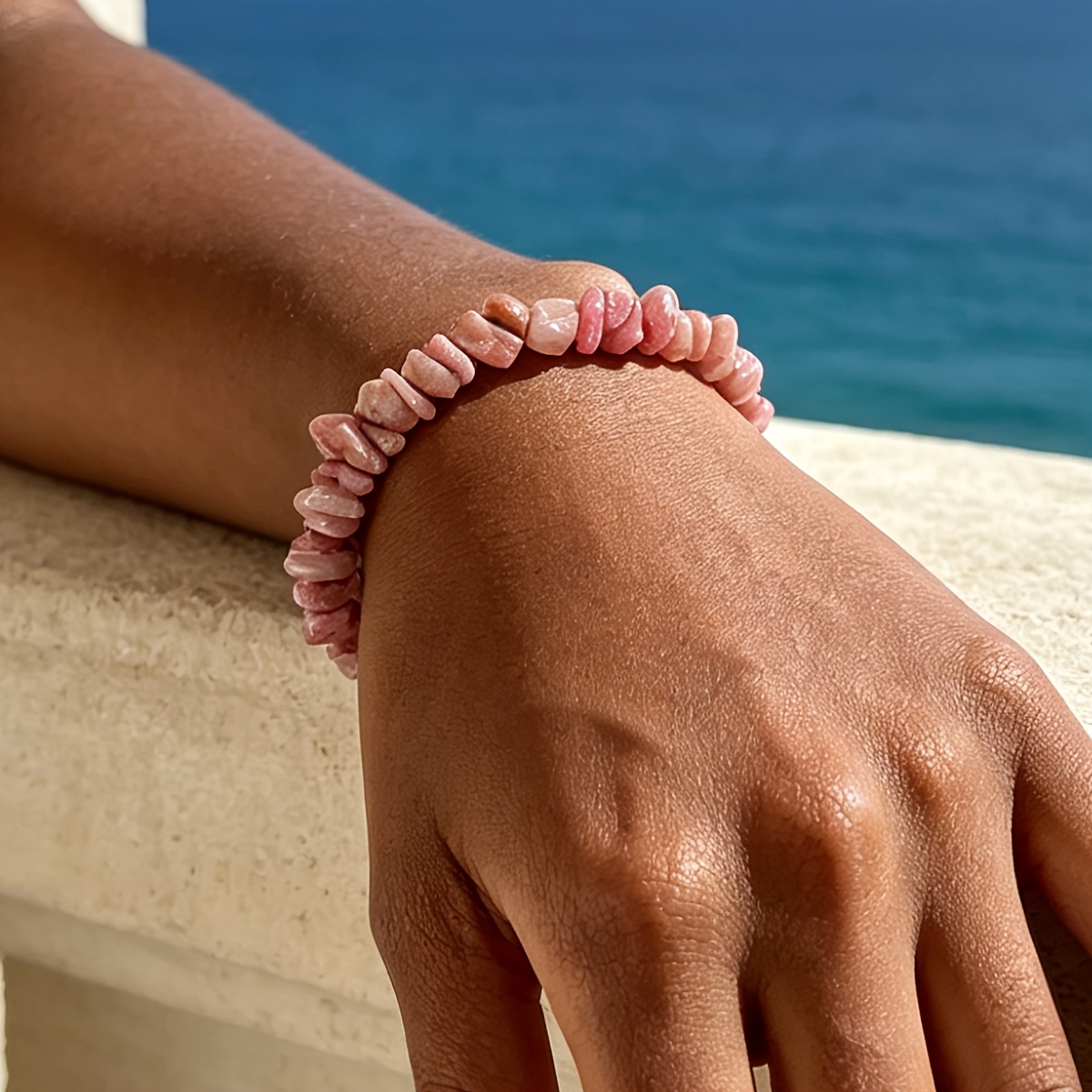 2pc Natural Rhodochrosite Bracelet Set, Handmade Gift