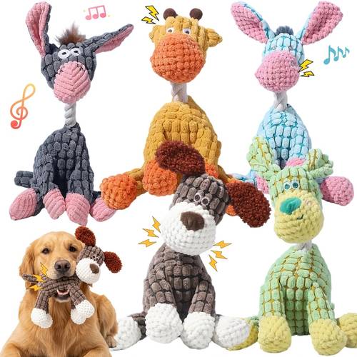 5 colors durable squeaky dog toys plush dog toys with soft fabric dog toys for small medium large breed daily companionship training reward gift crinkle squeaky plush dog puppy chew toys for teething without battery