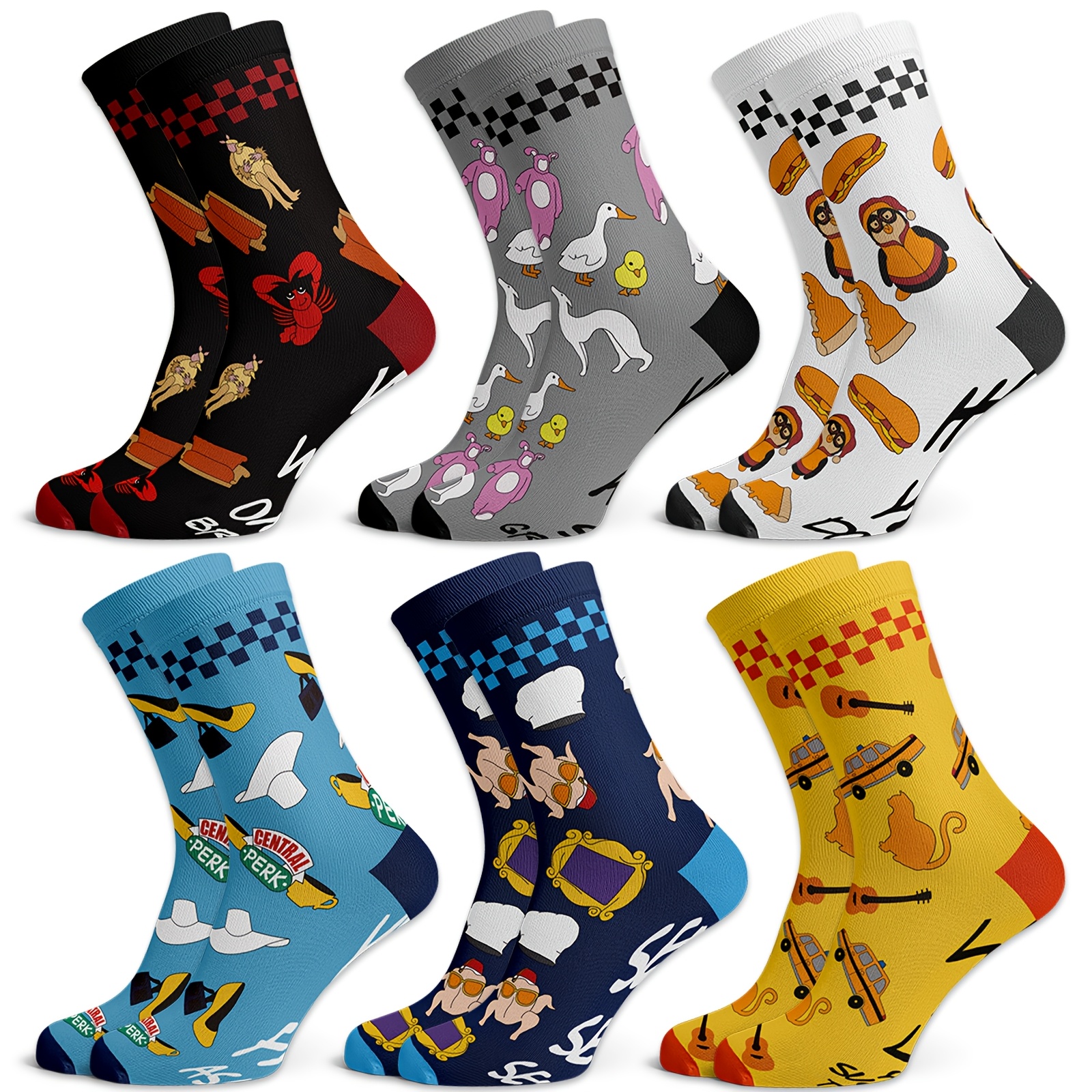 

6 Pairs Show Christmas Socks, Friends Tv Show Merchandise Funny Crew Socks For Women Men Adults Stocking Stuffers Birthday Friends Fan Gifts