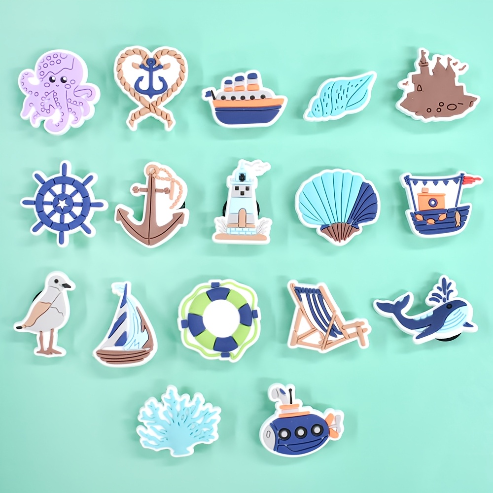 

17pcs Nautical Shoe Charms Set, Plastic Sea , , Sailboat, Octopus, , Holiday Party Gift