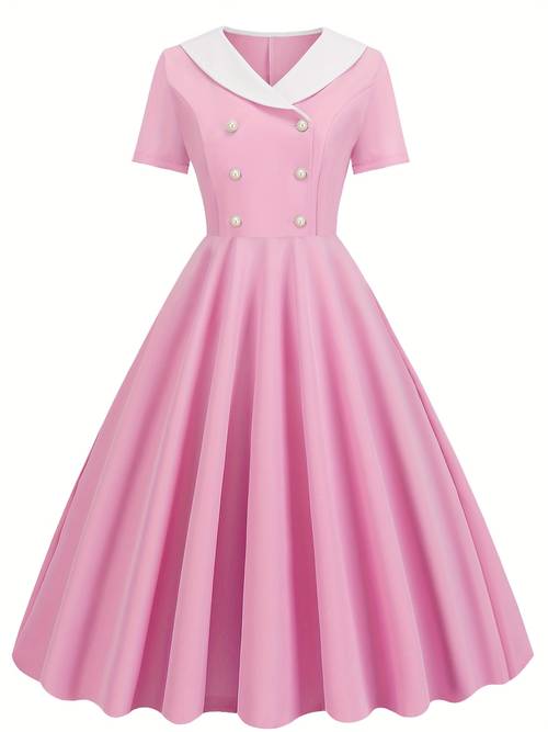 double breasted lapel waist cinching vintage dress