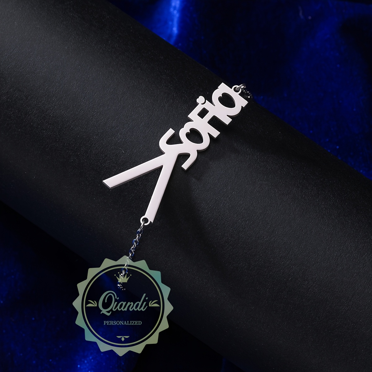 Custom V-Shaped Stainless Steel Bracelet, Personalized Gift