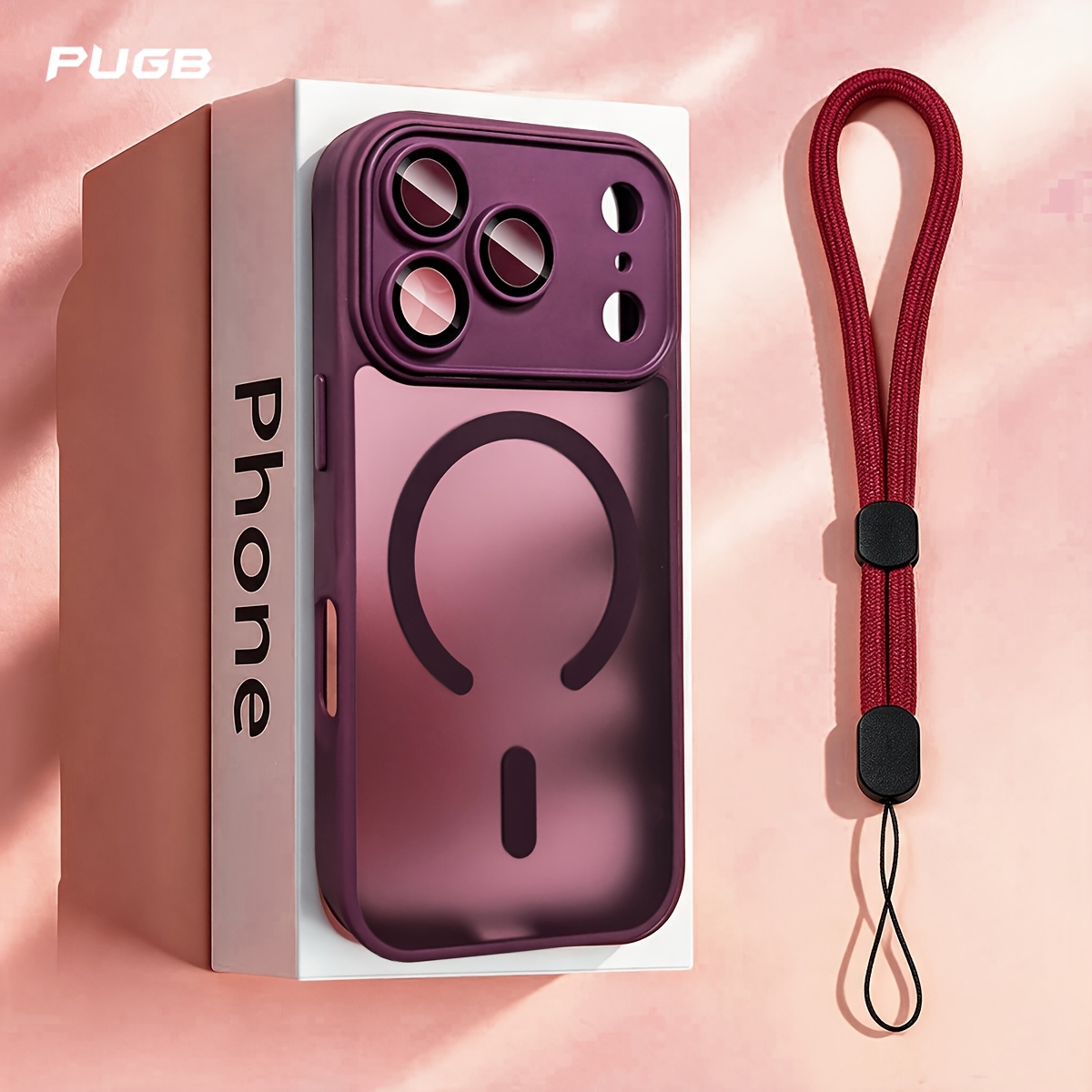 TEMU Phone Case: 2pcs Set(1 Case And 1 Lanyard)new Arrival Luxury Translucent Matte Magnetic Wireless Charging Phone Case Compatible With Iphone 18