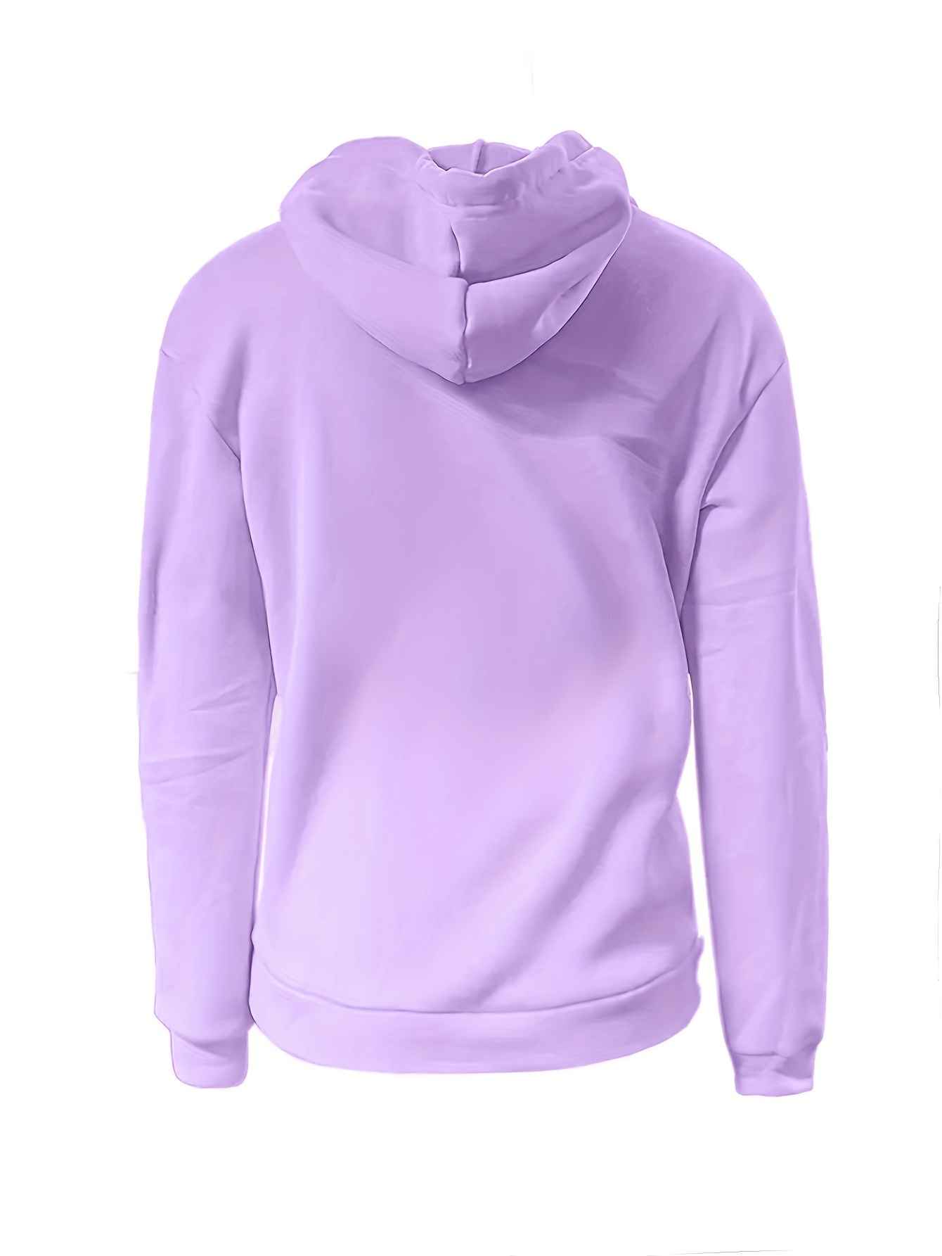 Women'S Solid Color Polyester Hoodie with Kangaroo Pocket, Fall Season Regular Length Pullovers, 100% Polyester Knit Fabric, 190g/m? - Cozy Casual Wear