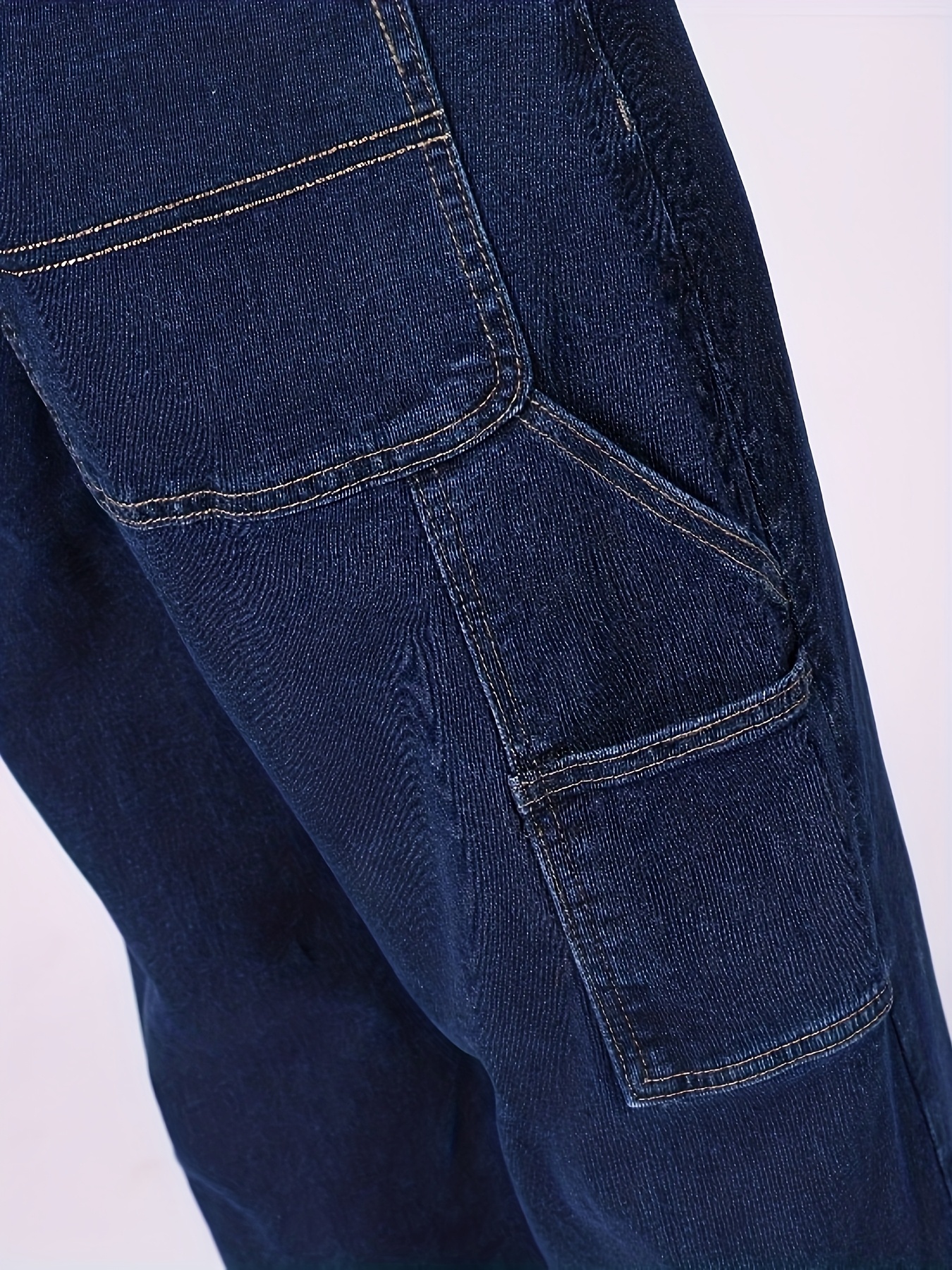 mens straight leg denim pants lumberjack workwear jeans - Temu