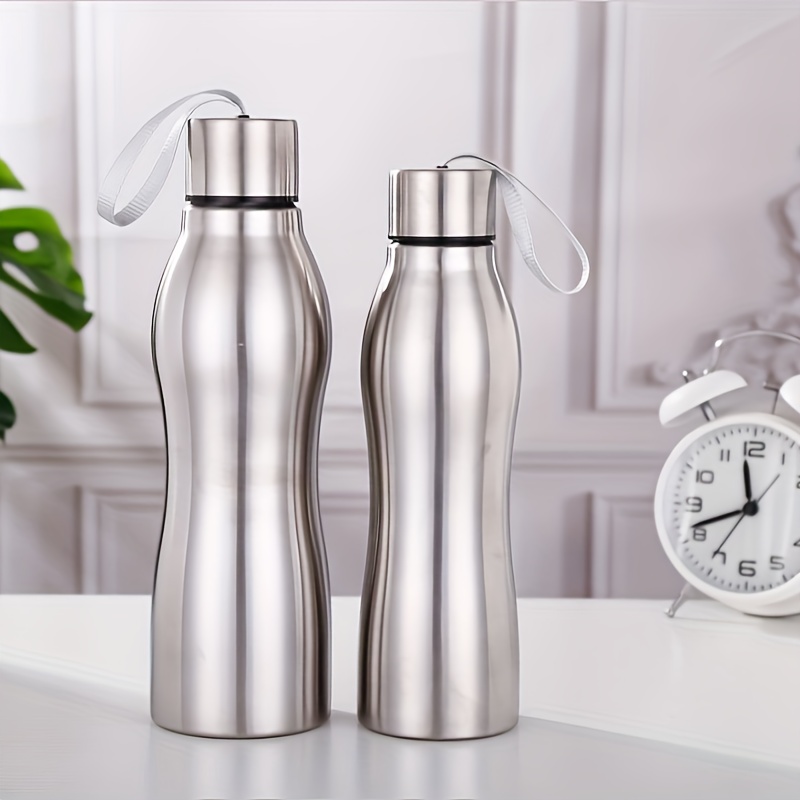

Stainless Steel Water Bottles Leak-proof Portable Water Bottles With Carrying Loop, Single-layer Gourd-shaped, Large Capacity 750ml/1000ml