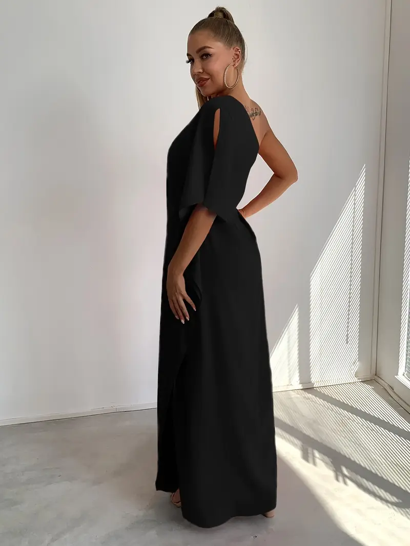 one sleeve loose dress Marcella Women's Manhattan One Shoulder Midi Dress