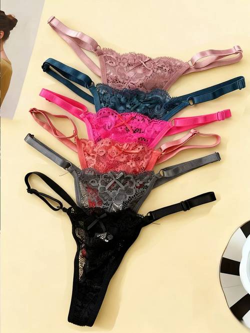 juego de 6 para mujer con de encaje y cintura ajustable, con encaje translúcido, transpirables, cómodas y de ceñido, adecuadas para ocasiones especiales y uso
