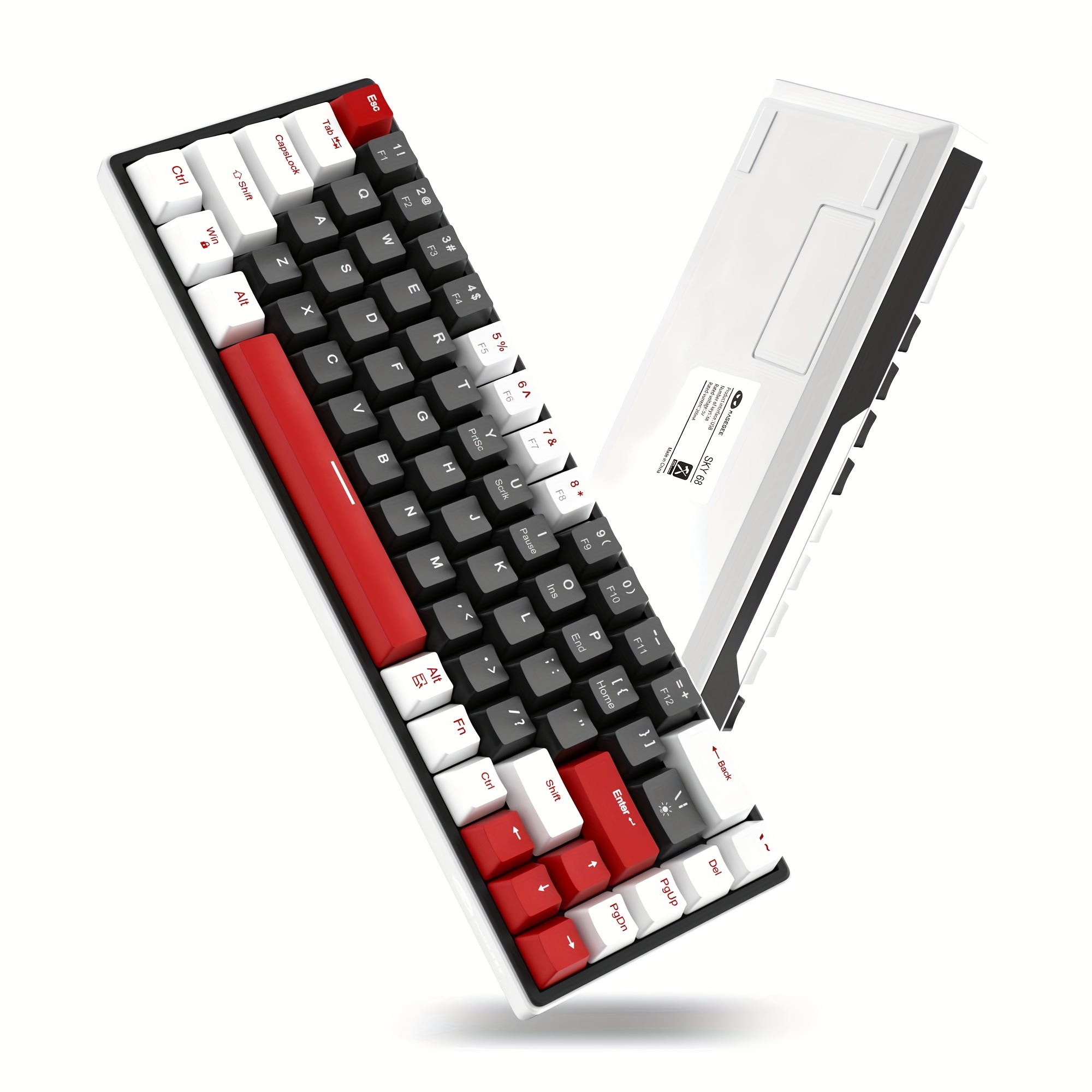 Teclado mecánico 60% mini teclado para juegos 60% con interruptor rojo  cable tipo C con cable Mini teclado con luz azul retroiluminación para