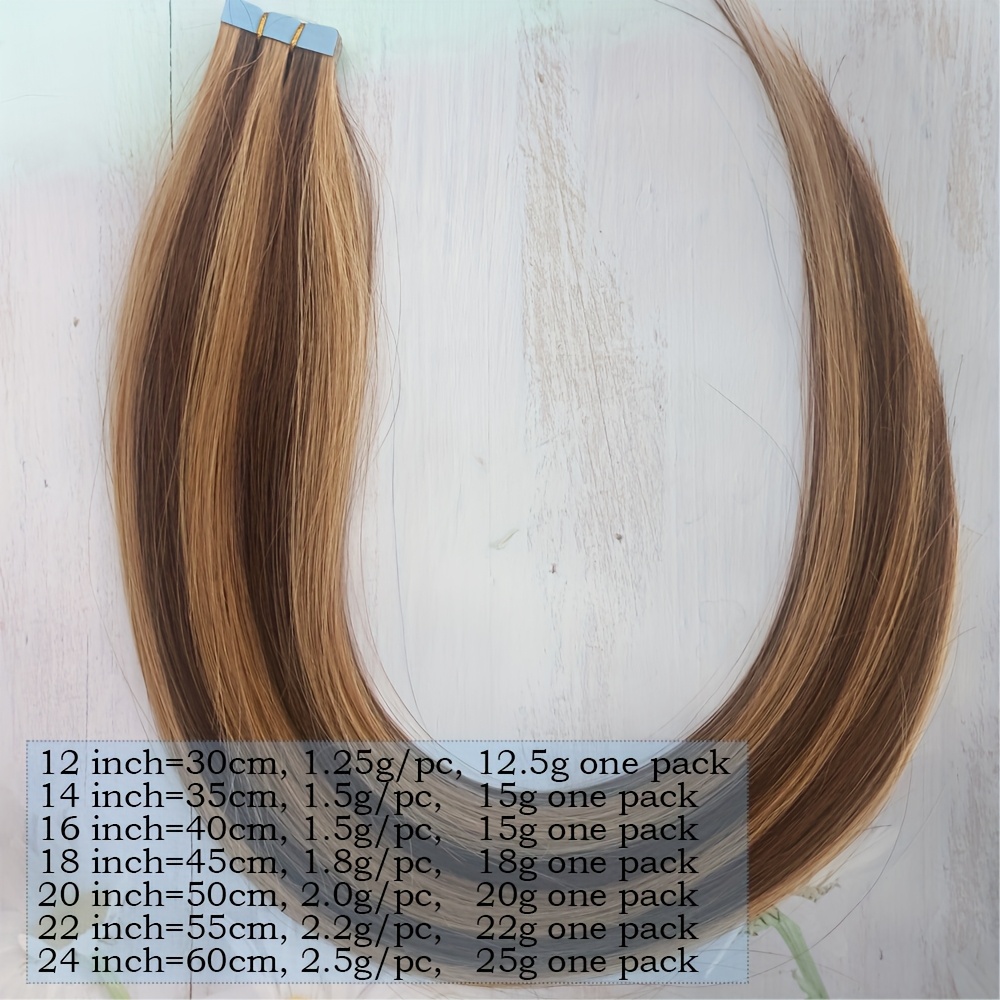 10pcs mini tape in hair extensions human hair balayage blonde highlights straight   human hair extensions for women easy to apply   look for all light beige tones versatile styling options easytoapply tapes details 3