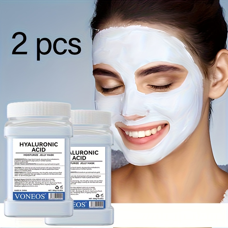 TEMU 2pcs Hyaluronic Acid Mask Powder - Hydrating & Firming Daily Face Mask For Deep Cleansing & Oil Control - Gift(300g/ Bottle)