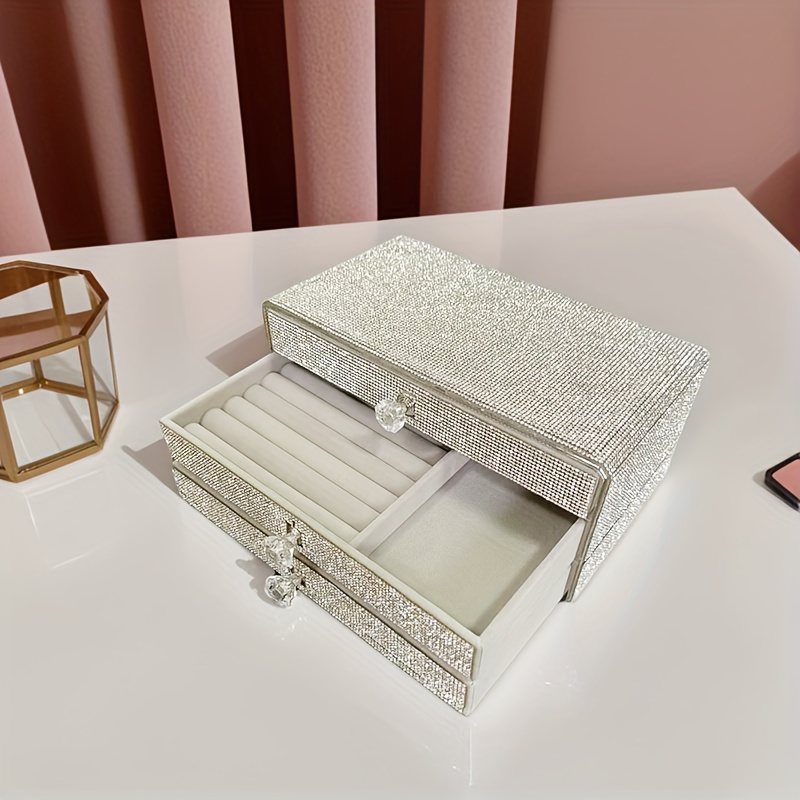 a jewelry box with three drawers filled with rhinestones     colors   beauty enthusiasts jewelry boxes Product details 3