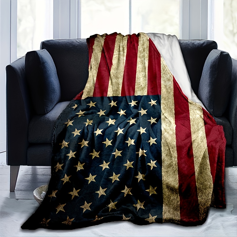 

1pc Cozy Patriotic Blanket - , Stain And Tear Resistant, Couch, Bed And Travel