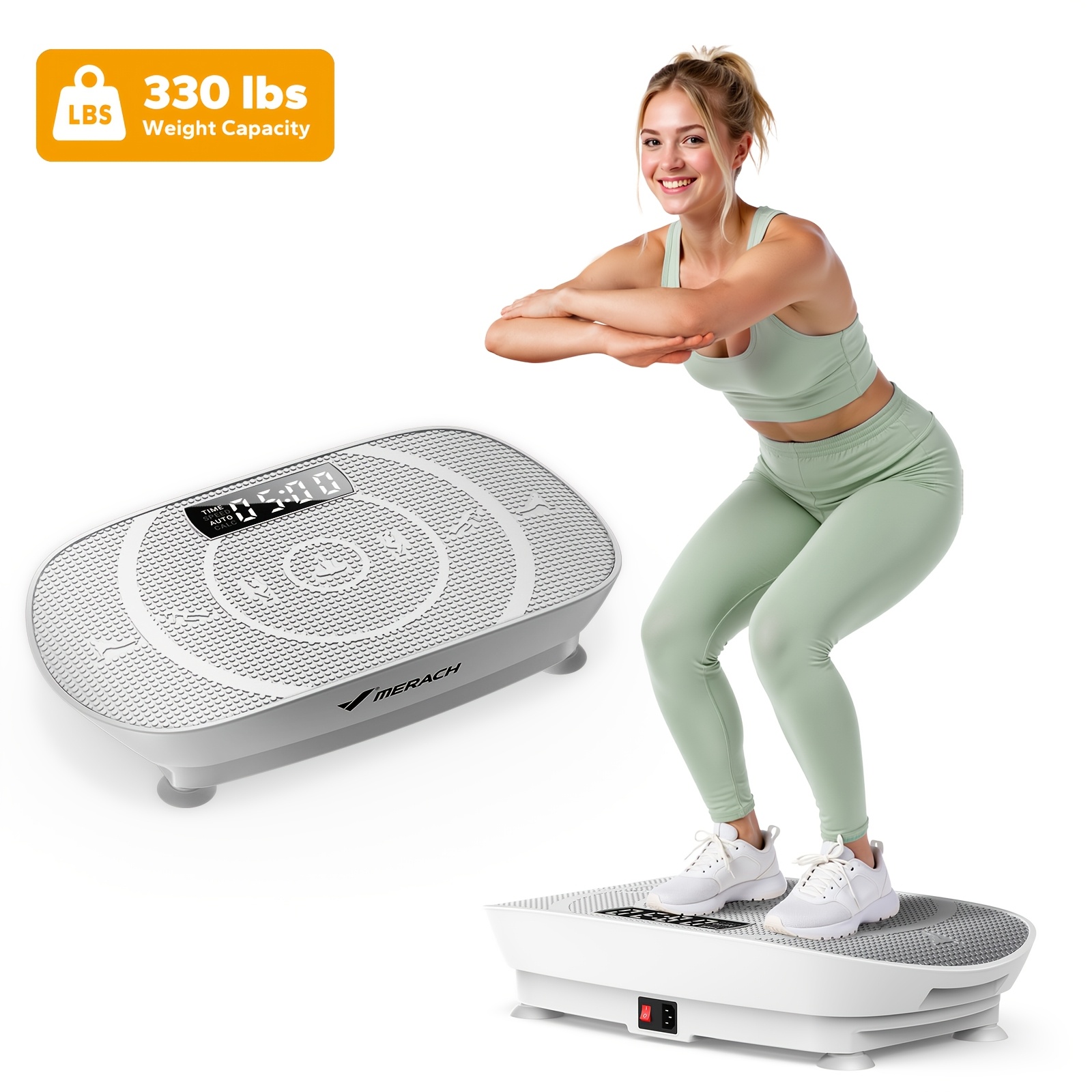 Merach Vibration Plate, Quiet Compact Vibration Plate Exercise Machine For Shaping And Relaxation, Manual Speed Control, Comfortable Silicone Pad, Led Display, Without Battery