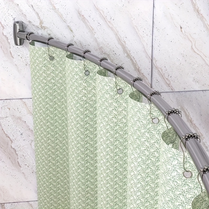 Tringle De Rideau De Douche En Forme De L En MéTal Inoxydable, Barre Rideau Douche Angle, Tringle Rideau Extensible Sans Percage, Pour Salle De Bain, Baignoire, (Size:A 70-95m x 70-95cm,Color:Argent
