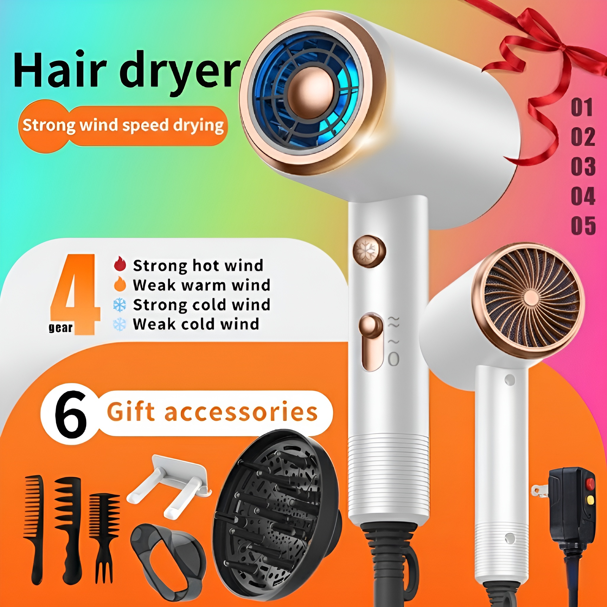 TEMU Professional Hair Dryer With Diffuser Attachment 1600w Suitable For Straight Curly Hair 2 Speed Settings 3 cool Buttons Brushed Motor TEMU Professional Hair Dryer With Diffuser Attachment 1600w Suitable For Straight Curly Hair 2 Speed Settings 3 cool Buttons Brushed Motor