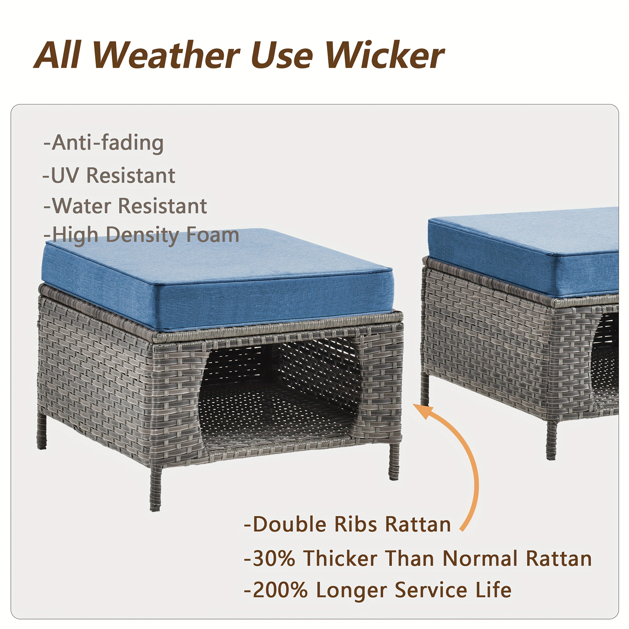 9pcs outdoor rattan furniture set made from all weather materials featuring 360 swivel rocking chairs a sofa ottomans and a tempered glass side table this high quality wicker is   Product details 3