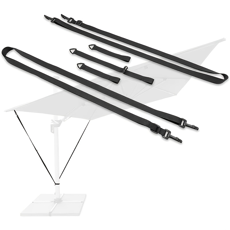 5-pack Large Outdoor Umbrella , Windproof Straps, Adjustable Black Garden Parasol Locks
