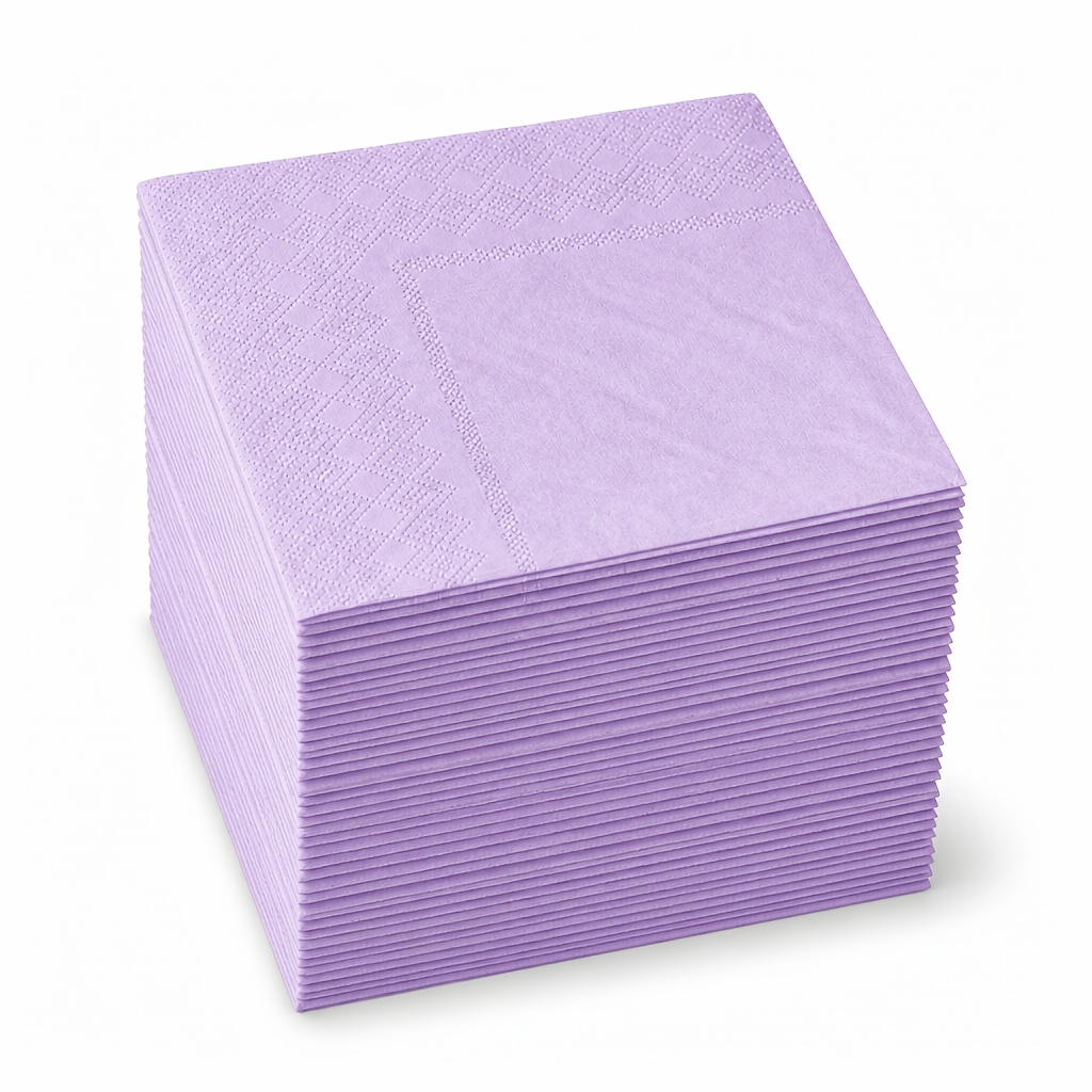 TEMU 100pcs Light Purple Cocktail Napkins, 5 X 5 Inch 2-ply Beverage Napkins, Lavender Disposable Paper Napkins For Wedding, Birthday, Tea Party &