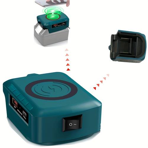 version compatible with mak ita 18v battery fast wireless charging adapter with type c and usb fast output power tool battery with switch fast charging battery not included