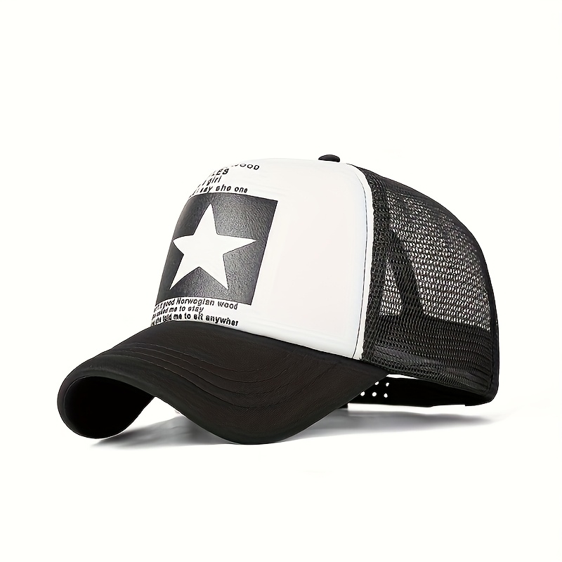 Men's Baseball Cap with Five-Pointed Star Print