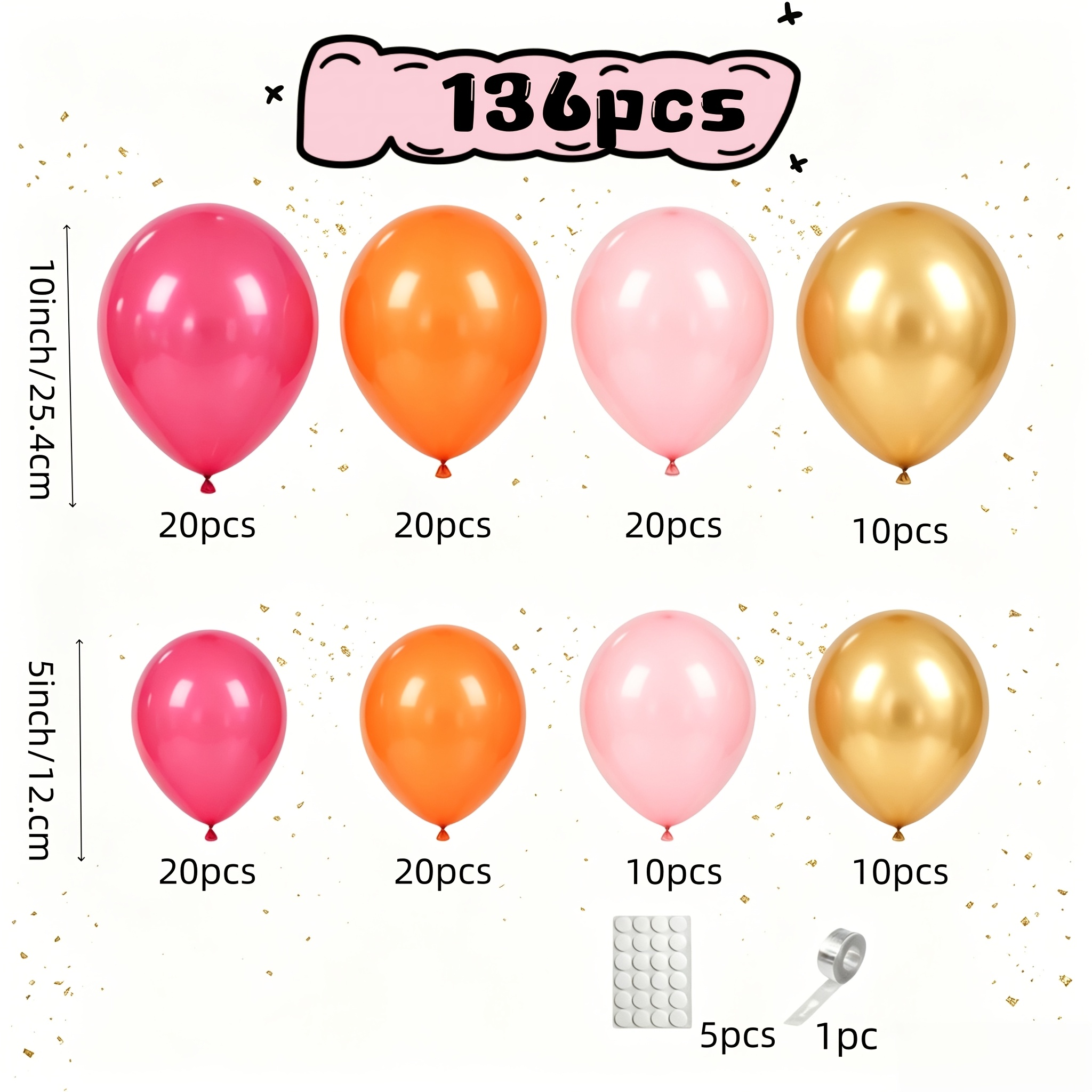 TEMU Kit di fiori di palloncini in lattice rosa, e da 136 pezzi, per matrimoni, San, feste di fidanzamento, addii al nubilato, feste di compleanno,
