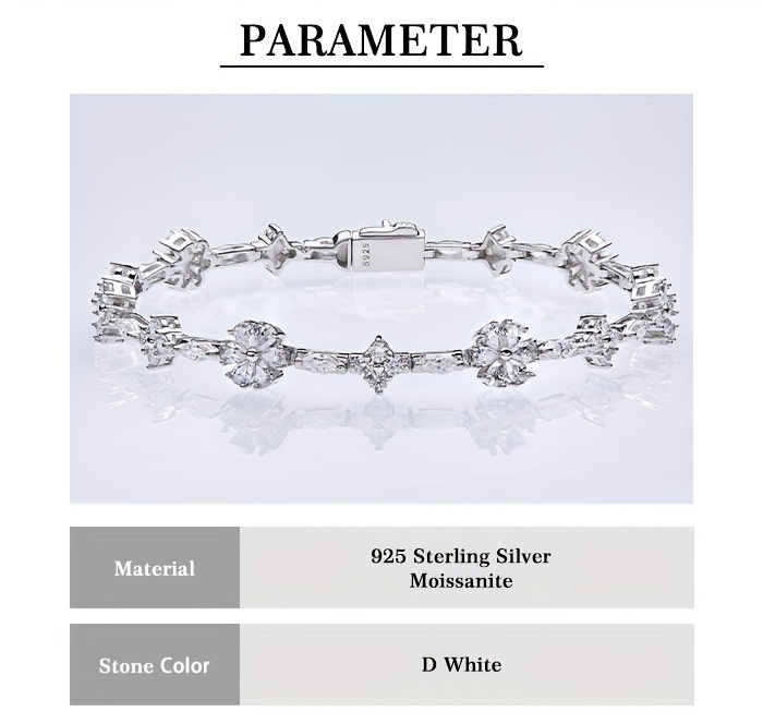 1pc   elegant 925 sterling silver moissanite bracelet for women synthetic stones white golden plated october birthstone ideal for gifting parties and special occasions with luxury gift box details 1