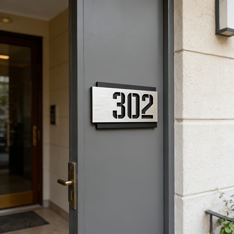 TEMU Personalized Custom Double-layer Acrylic Door Number - Modern Wall-mounted Address Sign With Numbers, Weather-resistant House And Hotel Plaques