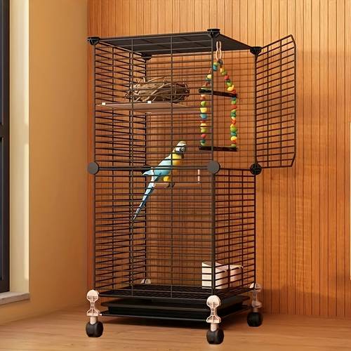 double layer large metal parrot cage bird cage additions pet bird fence aviary decorative bird cage sturdy structure with rest platform activity station pole food and detachable tray suitable for all kinds of birds