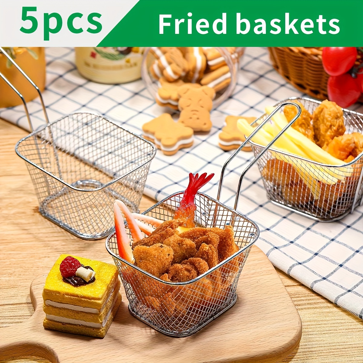 5pcs Heavy-Duty Stainless Steel Frying Basket Set