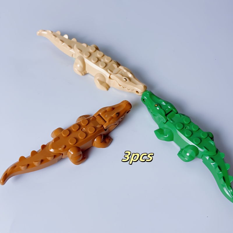3pcs Building Block-compatible Crocodile Moc Diy Model Building Toys - Compatible For & Other, Creative Gift Suitable For, Birthday, For, Dinosaur Habitat Accessory