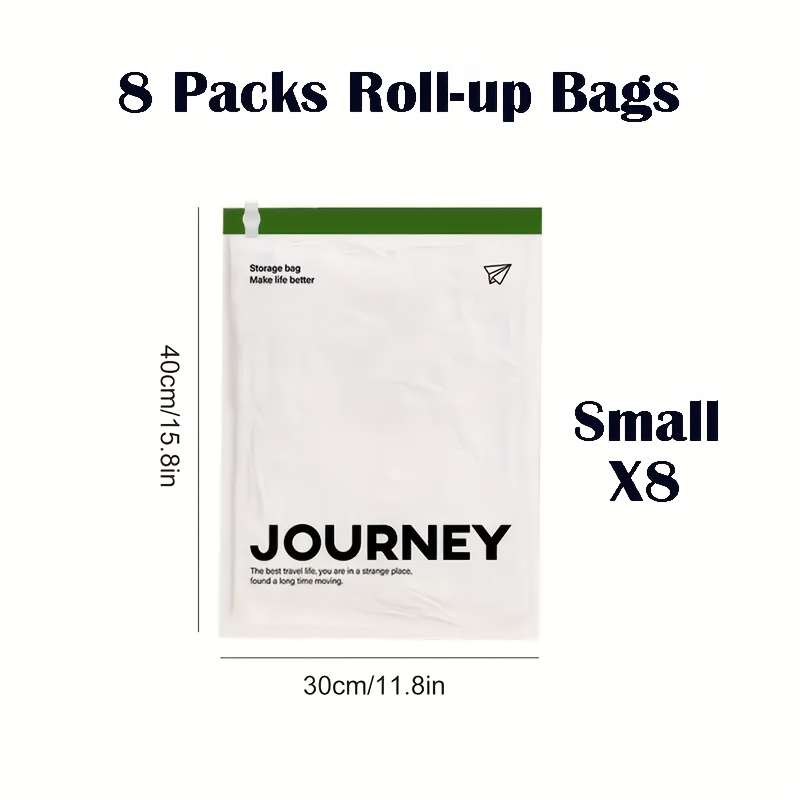8pcs Set Of Large, Medium, And Small Compression Bags - Space- Bags - No Vacuum Or Pump Needed For Travel. -roll Storage Bags, Suitable For Travel Enthusiasts. Put In Bags, Storing Wet And Dry Items.
